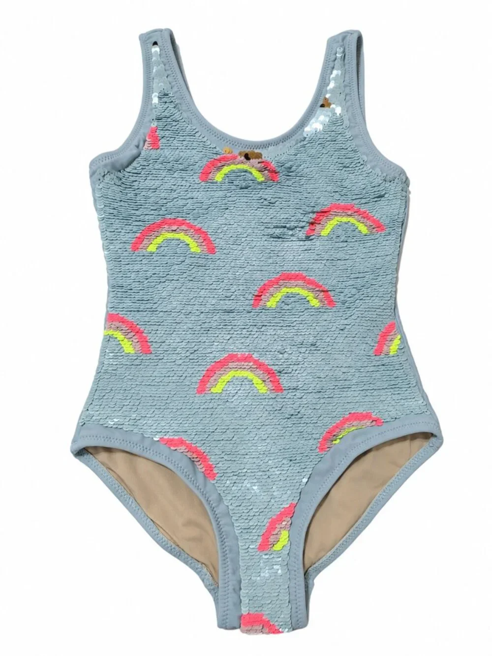 Shade & Shore Palm Beach Girls Sequin Rainbow One Piece Swimsuit Size 6